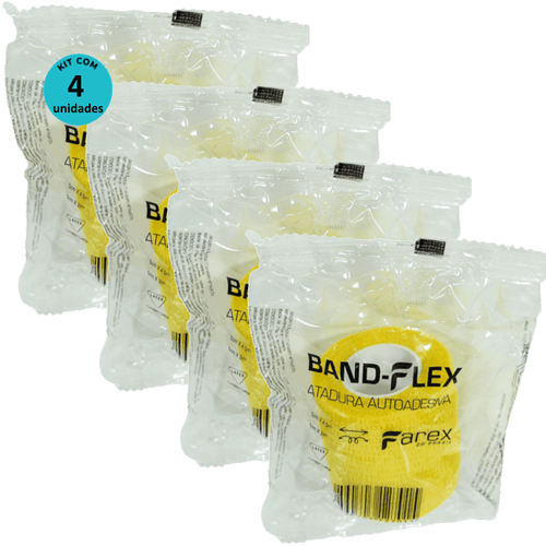 Atadura 5cm Amarela Band-Flex Autoadesiva Para Animais Farex Kit Com 4
